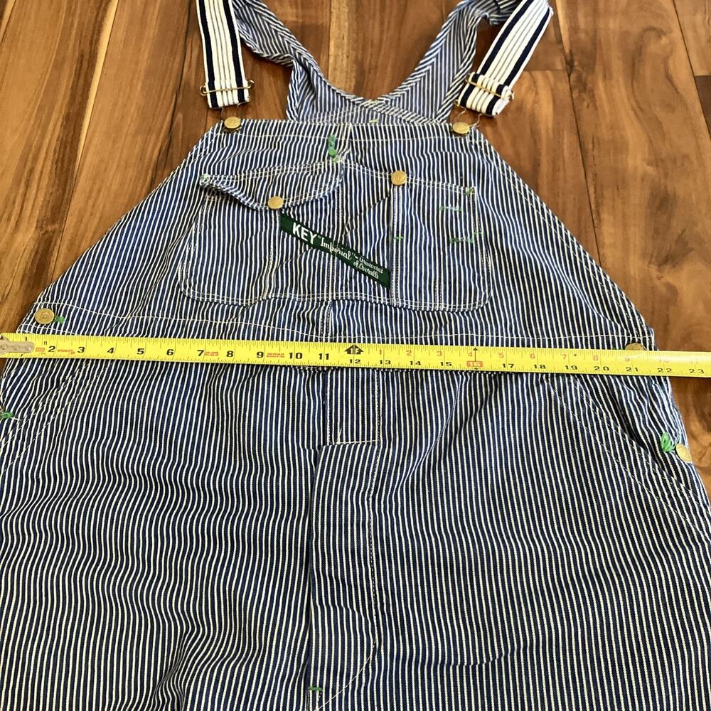 Key Imperial Overalls Mens 46x25 Blue Hickory Stripe Vintage 70s Bib Workwear - Picture 8 of 16